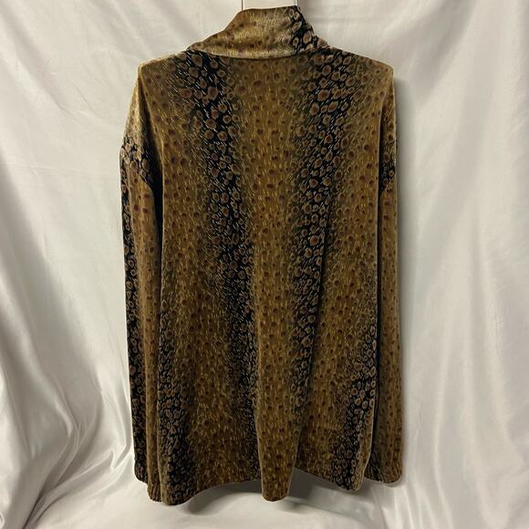 Silver Threads Jacket 1X Zip Up Animal Print Metallic Threads Metal Zipper - Picture 2 of 8